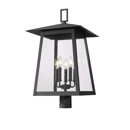 Z-Lite Rainer 5 Light Outdoor Post Mount Fixture, 15.5in. W x 27.5in. H, Black 5015PHXLR-BK
